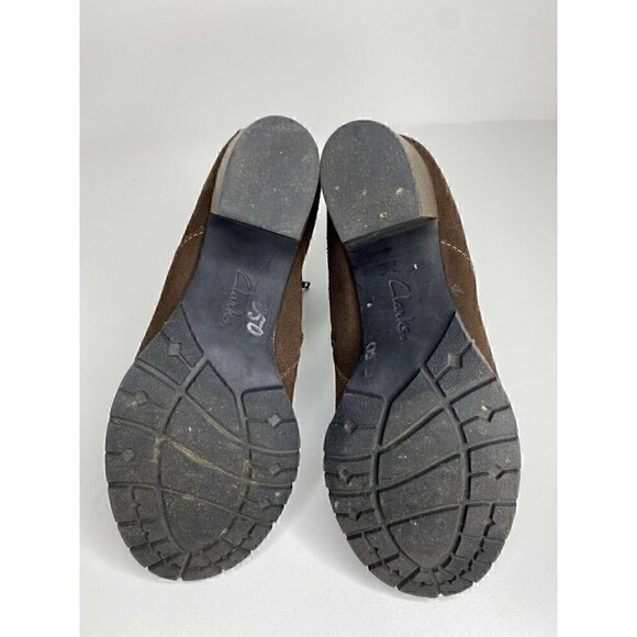 Clarks Boots Size 10 M Women's PAUSE CAMELIA Ankle Boot Suede Zipper Block Heel - Picture 7 of 7